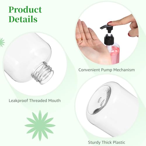 30 PCS Empty Lotion Bottles with Pump, 8 oz/250 ml, Clear | Refillable Plastic Design, Portable Travel Use, For Shampoo, Conditioner, Cream, Liquid Soap And Hand Dish Soap - color: Clear