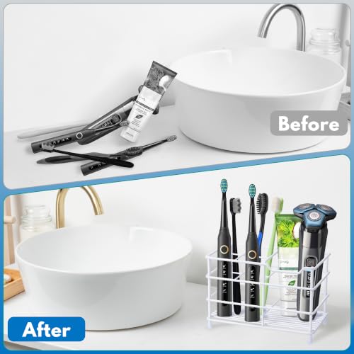 Urbanstrive 304 Stainless Steel Bathroom Toothbrush Holder Toothpaste Holder Stand Bathroom Accessories Organizer (White, Large) - color: White, size: Large
