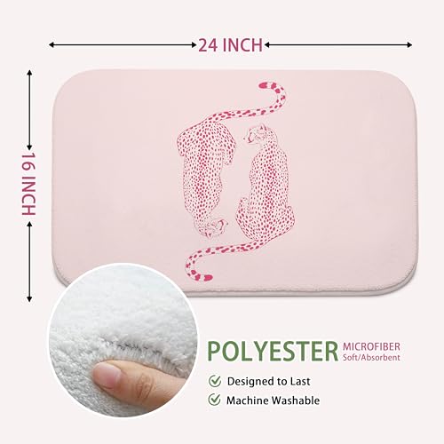 Preppy Pink Leopard Bath Mat | Cheetah Bathroom Rugs, Non Slip, 16x24 - color: Leopard