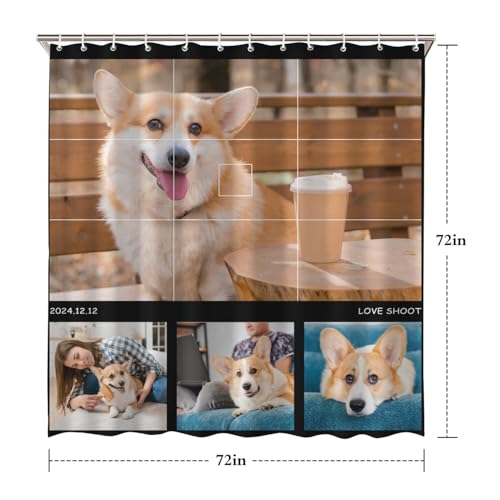 Personalized Shower Curtain Set Custom Photo Shower Curtains Modern Minimalist Home Bathroom Curtain Decor with 12 Hooks 72 Inch Wide * 72 Inch High - color: 4 Photo-2, size: 72"W x 72"L (Pack of 1)