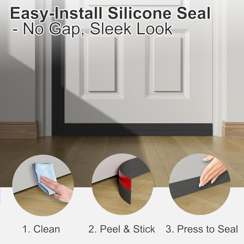 Elvone Weather Stripping Door Seal for Door Frames, 20 Ft x 1 in, Black | Self-adhesive flexible silicone seal tape for door frame gaps and window gaps. block drafts, dust, and noise - color: Black, size: 20ft (1" W x 3/64 "T)