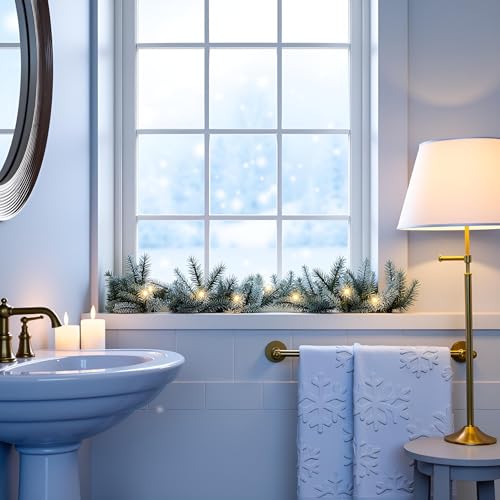 2 Pack Christmas Snowflake Hand Towels 100% Cotton Jacquard Holiday Kitchen Dish Towels Retro Neutral Blue Bathroom Towels Set Gift Seasonal Xmas Winter Bathroom Decor (Blue Snowflake) - color: Blue Snowflake