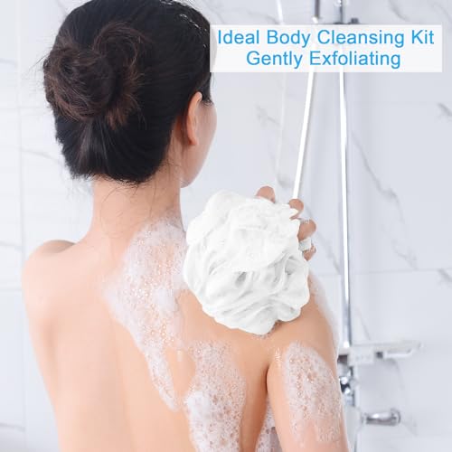 AmazerBath Loofah Sponge 75g/Piece, Exfoliating Bath Sponge Body Scrubber - Loofa Set of 4 - Snow White, Large - style: White