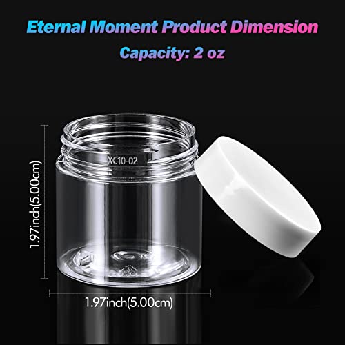Eternal Moment 36 Pack 2 OZ Plastic Jars Round Clear Cosmetic Container Jars with White Lids, Perfect for Lotion, Slime，Cream, Ointments, Makeup, Eye Shadow, Samples, Pot, Travel Storage - color: White Lid, size: 2 Ounce