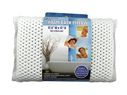 Luxurious Memory Foam Spa Bath Pillow for Tub Neck and Back Support - 8 Suction Cups, Non-Slip Design, Soft Cushion for Relaxing Soaks, by Dependable Industries (Pack of 2) - size: 12.5" x 12" (Pack of 2)