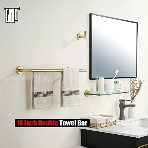 JQK Gold Double Towel Bar, 20.5 Inch 304 Stainless Steel Thicken 0.8mm Towel Rack Bathroom, Towel Holder Brushed Gold Wall Mount, Useable Length 18 Inch 2 Pack, TB100L18-BG-P2 - color: Brushed Gold, size: 20.5 Inch (2 Pack)