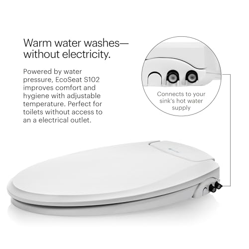 Brondell Bidet Toilet Seat, Non-Electric Swash Ecoseat, Fits Elongated Toilets, White - Dual Temperature, Dual Nozzle System - Bidet with Easy Installation - size: Elongated, style: S102 - warm water
