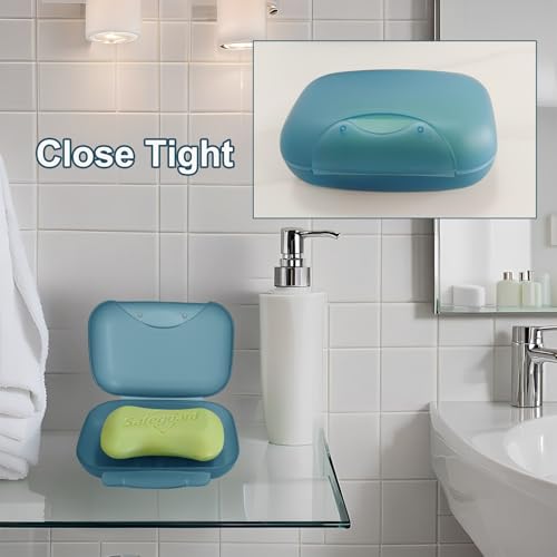 Travel Soap Holder Bar Soap Dish Shower Soap Saver Case Container Box for Bathroom Camping Gym Vonpri (Blue 3pack) - color: Blue