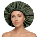 Extra Large Shower Cap for Women, Reusable Waterproof Shower Bonnet with Satin Lining, Double Layer Washable Bath Hair Cap for Braids, Locs, Long Thick Curly Hair, Natural Hair(Big Green) - color: Green