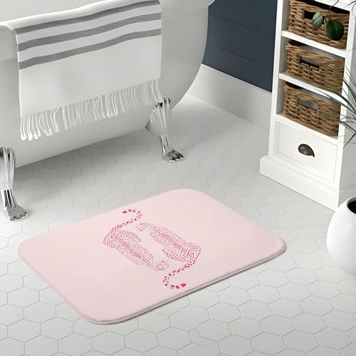Preppy Pink Leopard Bath Mat | Cheetah Bathroom Rugs, Non Slip, 16x24 - color: Leopard