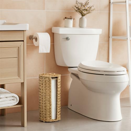 GRANNY SAYS Toilet Paper Storage Stand, Toilet Paper Holder Stand with Storage, Bathroom Tissue Holder, Freestanding Roll Stand, Waterproof Organizer for Bathroom - color: Natural, size: 6¾"D(For 3 Roll)