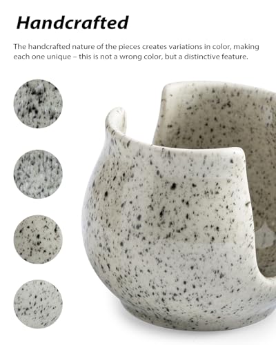 Zoeeker Sponge Holder for Kitchen Sink, Ceramic Dish Sponge Dish Rack Scrubby Caddy Kitchen Organizer Cute Sink Caddy Organizer, Farmhouse Decor, Speckled Glaze - color: Speckled Glaze, size: Barrel-type