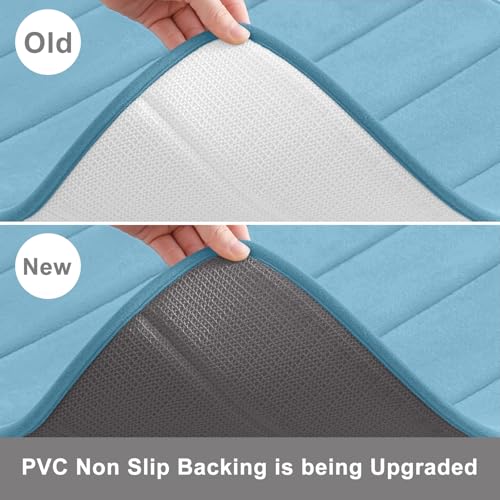Buganda Memory Foam 3 Pieces Bathroom Rugs Set - Thick Soft Absorbent Bath Mats, Washable Small/Large/Contour Bath Rugs (24" x 16" + 30" x 20" + 24" x 20", Blue) - color: Blue, size: 24" X 16" + 30" X 20" + 24" X 20"