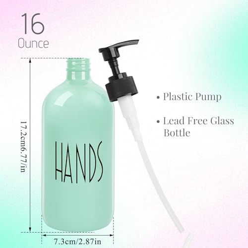 Dish Soap Dispenser for Kitchen - 16 OZ Glass Hand Soap Dispenser Set - Kitchen Bathroom Decor and Accessories (Turquoise Green) - color: Turquoise Green