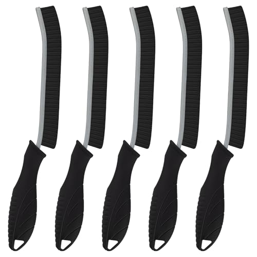 KMOSENIA Cleaning Brush, 5 Pcs Hard Bristle Crevice Cleaning Brush, Grout Brush, Scrub Brush for Tile Grout Crevice, Gap Cleaning Tools for Bathroom Kitchen Toilet Window Track (5, Black)