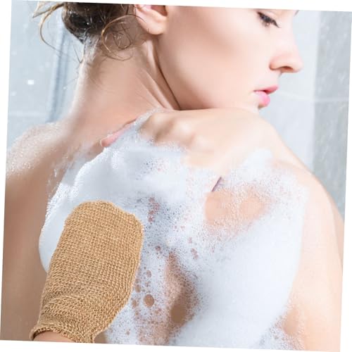 Ipetboom 2pcs Natural Sisal Back Scrubber and Bath Rub Glove Set Exfoliating Mitt for Shower and Bath Deep Cleaning Glove and Strap