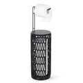 Black Freestanding Toilet Paper Holder with Storage,3 Rolls of Tissue Holder for Bathroom,Handmade Woven Toilet Paper Roll Holder Stand,Rattan Sturdy Boho Bathroom - color: Black