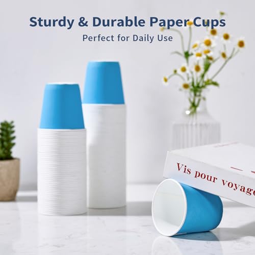 Turbo Bee 3oz Small Disposable Bathroom Paper Cups Bulk 1200 Pack | Thick and leak-resistant blue 3oz bathroom cups, perfect for daily mouthwash. Ideal for parties, kids drinks & sampling. - color: ML-paper 1200pack-3oz
