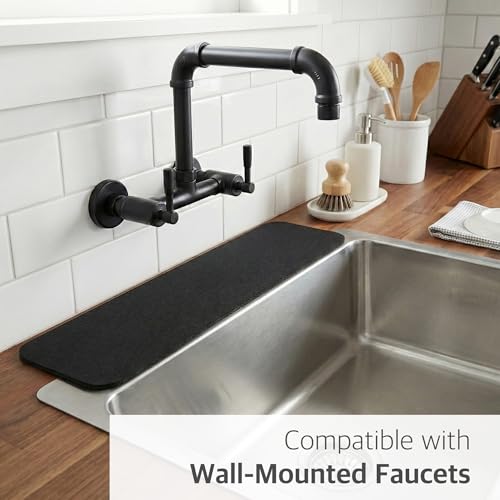 Customizable Kitchen Sink Faucet Mat: 30" Lx5.5 W Absorbent Splash Guard | 2PCS Non-slip Fabric Rubber Mat, Cut to Fit Oval Rectangle Square Faucet & 2,3,4 Holes Irregular Sink with Soap Dispenser - size: 30"Lx5.5"W-2PCS