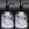 Bathroom Glass Soap Dispenser Set, 2 Pcs 375ml/12.7 Oz Unique 3D Cloud Pattern Thick Glass Soap Bottle with Smooth Action Rust-Free Black ABS Pump for Kitchen Counter Dish Soap Dispenser - color: Black-pump
