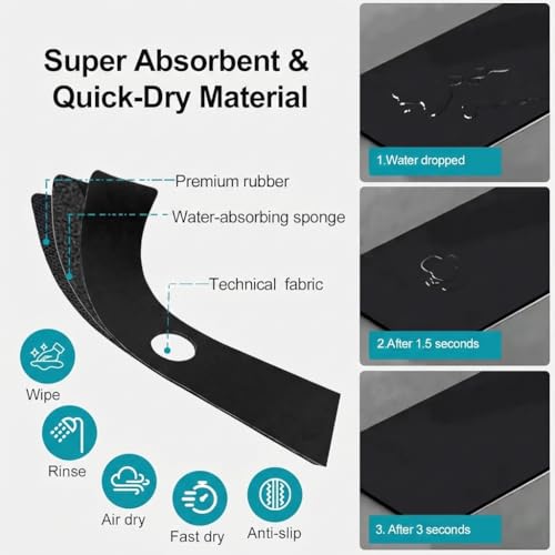 Customizable 24x5.5 Kitchen Sink Faucet Mat & 24x16 Dish Drying Mat Set | Absorbent Microfiber Splash Guard Trimmable to Fit 2 & 3 Holes Faucet & Soap Dispenser - Cuttable Counter Protector