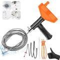 33 Feet Drain Snake Auger, Plumbing Snake Drain Hair Clog Removal Tool, Sink Unclogger Drain, Heavy Duty Drum Auger, Cleaner Tool for Bathroom Kitchen Tub Shower Drain Clog Remover with Gloves，Orange