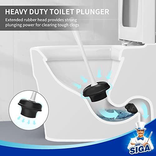 MR.SIGA Toilet Plunger and Bowl Brush Combo for Bathroom Cleaning, White, 1 Set - color: White