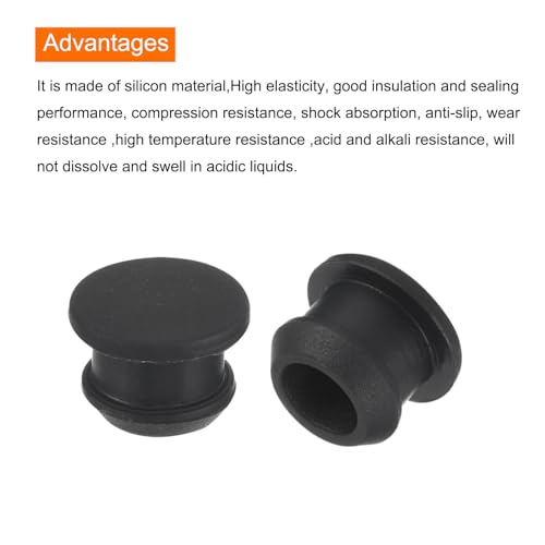MECCANIXITY Silicone Snap in Locking Hole Plugs,Rubber Panel Seal Cover Flush Type Panel Round for Kitchen Rubber Bulkheads Waterproof Sealing Plugs 10mm/0.4 Inch Diameter Black,Pack of 10 - size: 10mm