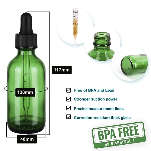 NOOEEISS 2oz Glass Dropper Bottle,Preety Texture Tincture Bottles with Precise Scales Eye Droppe,for All Kinds Of Mixed Liquids,Leak-Proof Design for Easy Travel (Green-24Pack) - color: Green, size: 2oz-24Pack