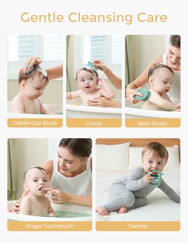 Momcozy Elite Baby Kit, Superior Baby Shower & Registry Essential Kit for Grooming & Health & Cleansing Care, Electric Nail File & Nasal Aspirator,Tummy Wrap,Thermometer,Bath Brush,Teether,Storage Bag - size: Elite Baby Kit