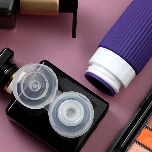Mrsdry Travel Bottles for Toiletries, Tsa Approved 2oz Travel Bottles, BPA Free Leak Proof Travel Size Toiletry Containers, Refillable Travel Accessories with Toiletry Bag for Shampoo Liquid (4 Pack) - color: Purple, size: 2 Ounces