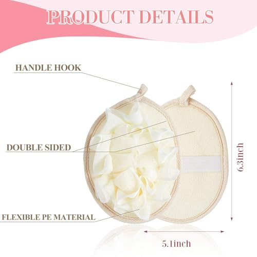 Boao 6 Pcs Bath Shower Pouf Sponge Mesh Pouf Shower Ball Exfoliating Body Sponge Pad Scrubber Glove with Flower Bath Ball (Khaki,Dark Brown,Beige) - style: Khaki, Dark Brown ,Beige