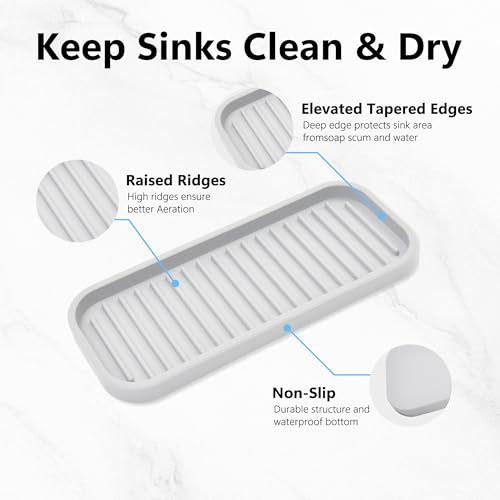 Silicone Sponge Holder for Kitchen Sink - Soap Tray 2 Pack White | Kitchen soap tray, sponge tray, sink organizer, dish caddy; soap holder, soap dispenser, scrubber, spoon holder, accessories - color: White