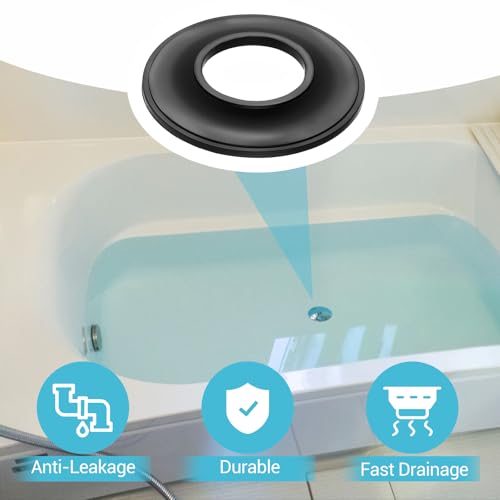 5 PCS Universal Tub Stopper Gasket, Replaces Stoppers Bathtub Drain Gaskets, High Elastic Rubber Seal Tub Stopper Gaskets for Tubs Drain Assemblies (Black)