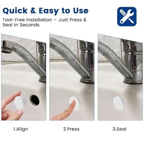 24 Pcs Silicone Bathtub Jet Covers, 6 Sizes Waterproof Hole Plugs, Universal White Tube Plugs, Reusable Flexible End Caps for Bathtub Jets, Bottles, Pipes