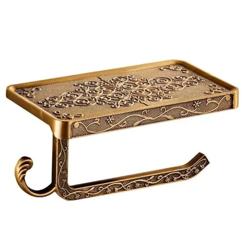 Vintage Toilet Paper Holder Wall Mount Toilet Roll Holder with Shelf and Hook Bronze Antique Bathroom Accessories Toilet Tissue Roll Holder Hanger Aluminum Material (Bronze Finish) - color: Bronze
