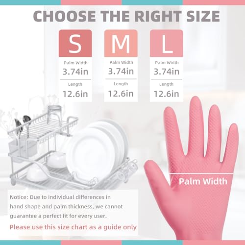 Xgunion Rubber Cleaning Gloves for Dishwashing-5 Pairs Colorful Reusable Household Cleaning Glove for Washing Dishes and Kitchen Cleaning Non-Slip Grip Dish Gloves for Women Men (Medium) - size: Medium