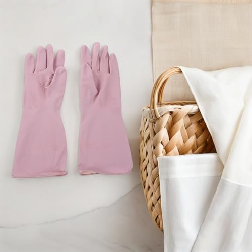 SHERCHPRY Reusable Latex Dishwashing Cleaning Gloves 4 Pairs Waterproof Non-slip Kitchen Gloves for Household Cleaning, Laundry, Bathroom Use – Medium Size, Set