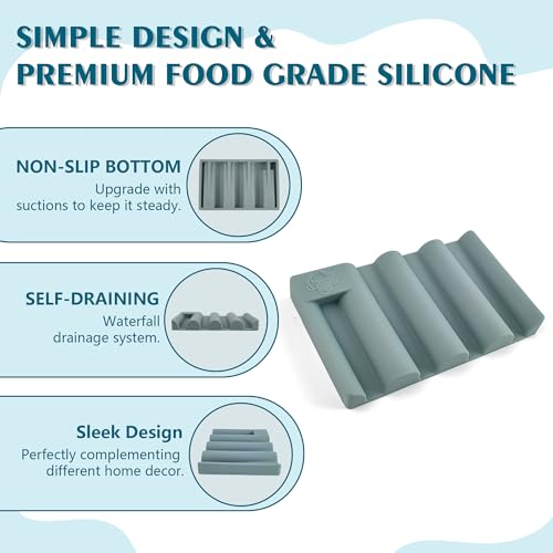 Silicone Soap Dish,Self Draining Soap Holder Perfect for Shower,Bathroom Sink,Kitchen Sink & Travel,Non-Slip Bar Soap Holder Extend Soap Life,Keep Soap Bars Dry & Easy Cleaning Green-3Pcs - color: Green-3pcs
