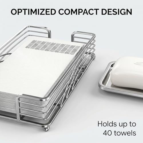 Guest Towel Holder Tray for Bathroom Countertop, Silver Metal | Guest Bathroom, Powder Room & Vanity Use - color: B - Silver Napkin Holder for Bathroom, size: Guest Towel Holder