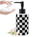 Soap Dispenser with Matte Black Pump, Ceramic Soap Dispenser Bathroom, Checkerboard Dish Soap Lotion Dispenser for Kitchen Sink, Black & White Plaid Refillable Liquid Hand Soap Bottle - color: Black & White