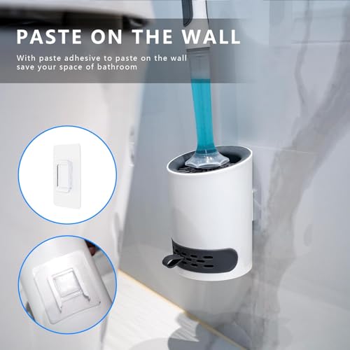 Silicone Toilet Brush and Holder Set, 2 Pack Bendable Scrubber for Curved Rim, Non-Scratch Drip-Resistant Brush with Built-in Sprayer, Space Saving Bathroom Essentials (2)