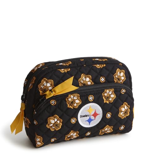Vera Bradley Women's Cotton Nfl Medium Cosmetic Makeup Organizer Bag (Multiple Teams Available) - color: Black/Yellow Bandana with Pittsburgh Steelers, size: One Size