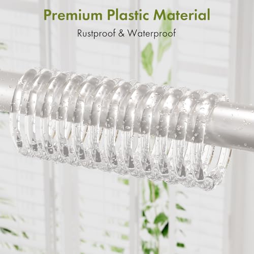 Amazer Shower Curtain Rings, 48 Pcs Shower Curtain Hooks Rings, Clear Plastic Shower Curtain Hooks Rings, Easy to Snap Closure, O Shape Shower Hooks for Shower Curtain and Liner Bathroom - color: Clear, size: 48 Pack