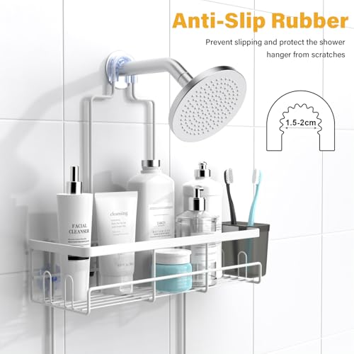 AKTECKE Shower Caddy Hanging Bathroom Organizer: Rustproof Shelf for Inside Shower - No Drilling Racks Over Showerhead - Bath Shelves for Shampoo Soap - color: White