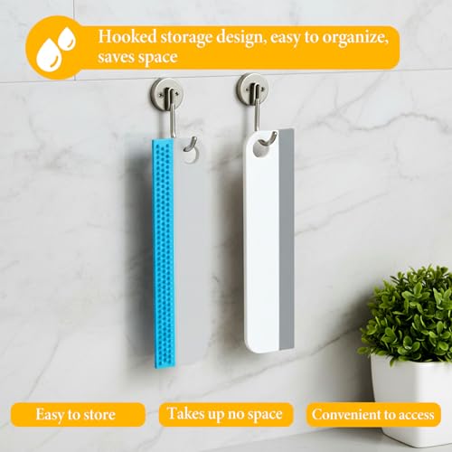 2 Pcs Mini Soft Rubber Mirror Squeegee Window Scrubber Scraper for Shower Glass Doors Cleaning Squeegee Tool Car Windows Windshield Mirror Tile Cleaner