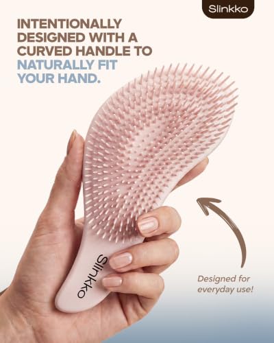 Detangler Brush, Curly Hair Brush for Women, Men & Kids - Wet & Dry Detangling Hair Brush for Curly, Thick, Fine & Wavy Hair - Anti-Breakage Wave Brush, Pain-Free Hairbrush, Pink, Rose Clay - color: Rose Clay