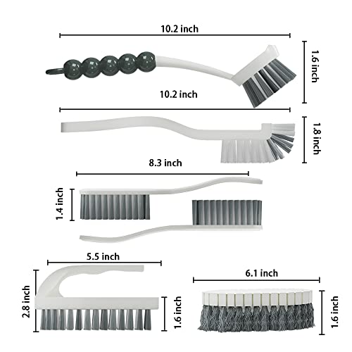 6 PCS Cleaning Brush, Scrub Brush Set for Kitchen and Bathroom Household Use with Various Brushes for Cleaning Dishes, Tiles, Corners and Floors - color: Gray