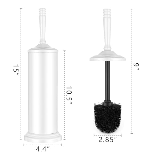 Stainless Steel Toilet Brush and Holder,Toilet Bowl Brush with Long Handle for Bathroom,Toilet Brushes-Space Saving,Covered Brush, Durable, Deep Cleaning,Splash Resistant (White) - color: White
