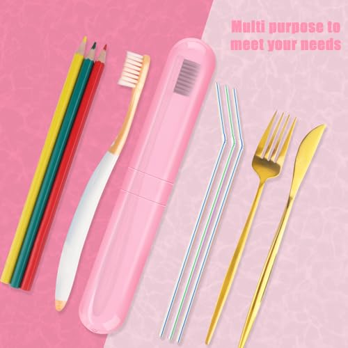 Hooqict 4 Pack Toothbrush Cases Travel Toothbrush Holder Portable Toothbrush Container Plastic Protector Cover Case for Traveling, Camping, Home, School, Business - color: Blue, Green, Pink, Beige